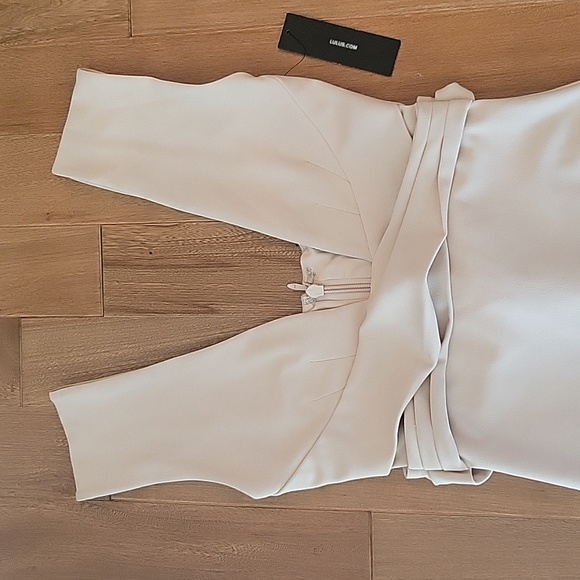 NWT Lulus River Deep Black Bodycon Dress Nude Peach Small - Picture 5 of 11